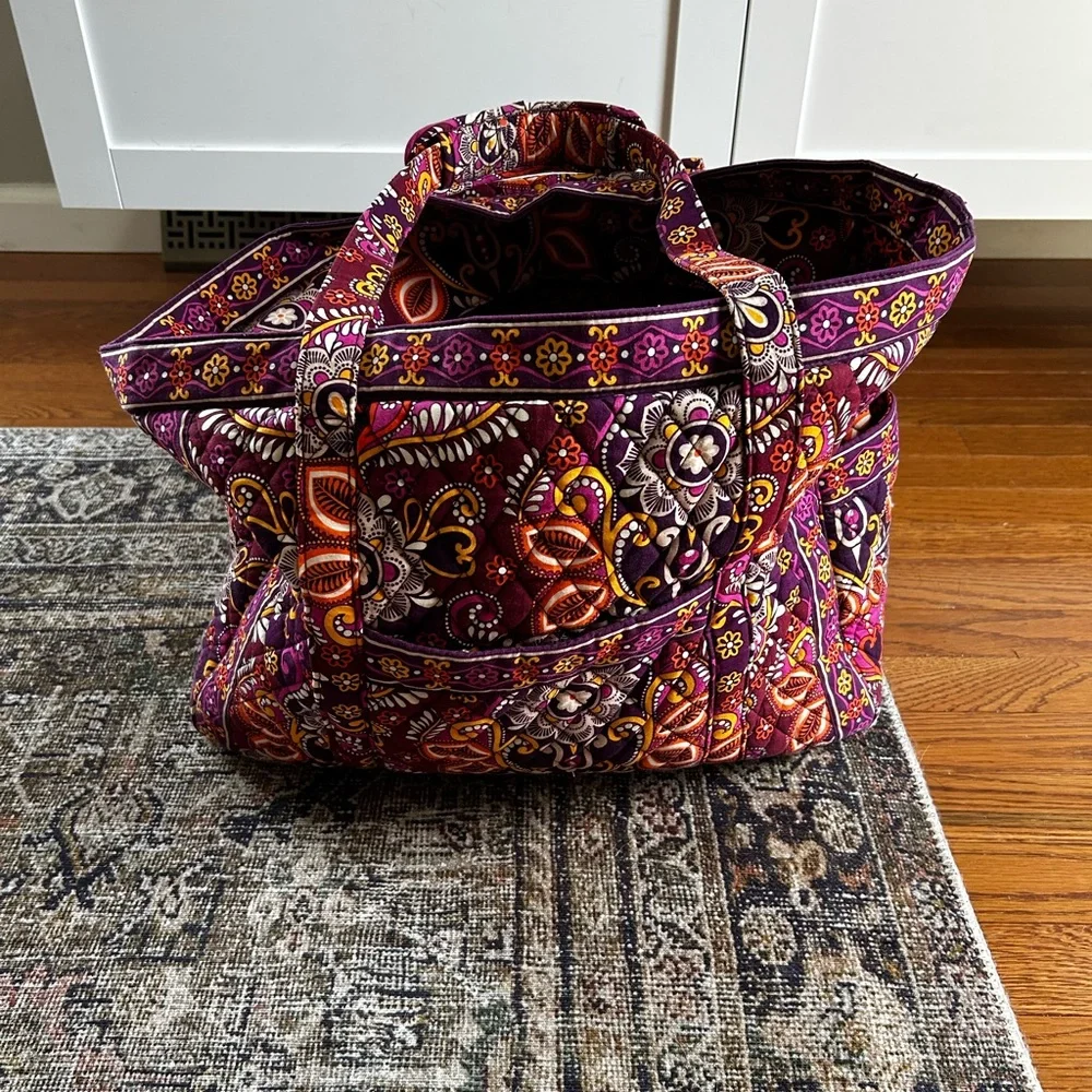 Vera Bradley Purple and Orange Floral Travel Bag - Picture 1 of 11
